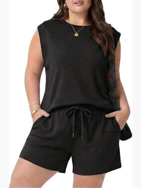 Plus Size 2 Piece Matching Short Set with Pockets